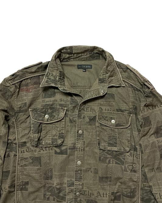 IN THE ATTIC Newsprint Military Shirt