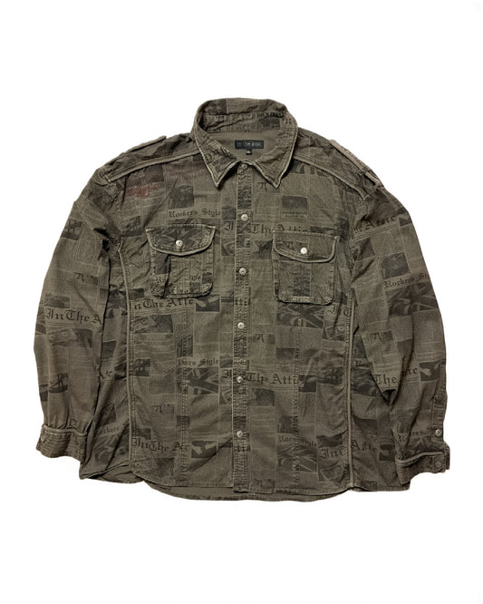 IN THE ATTIC Newsprint Military Shirt